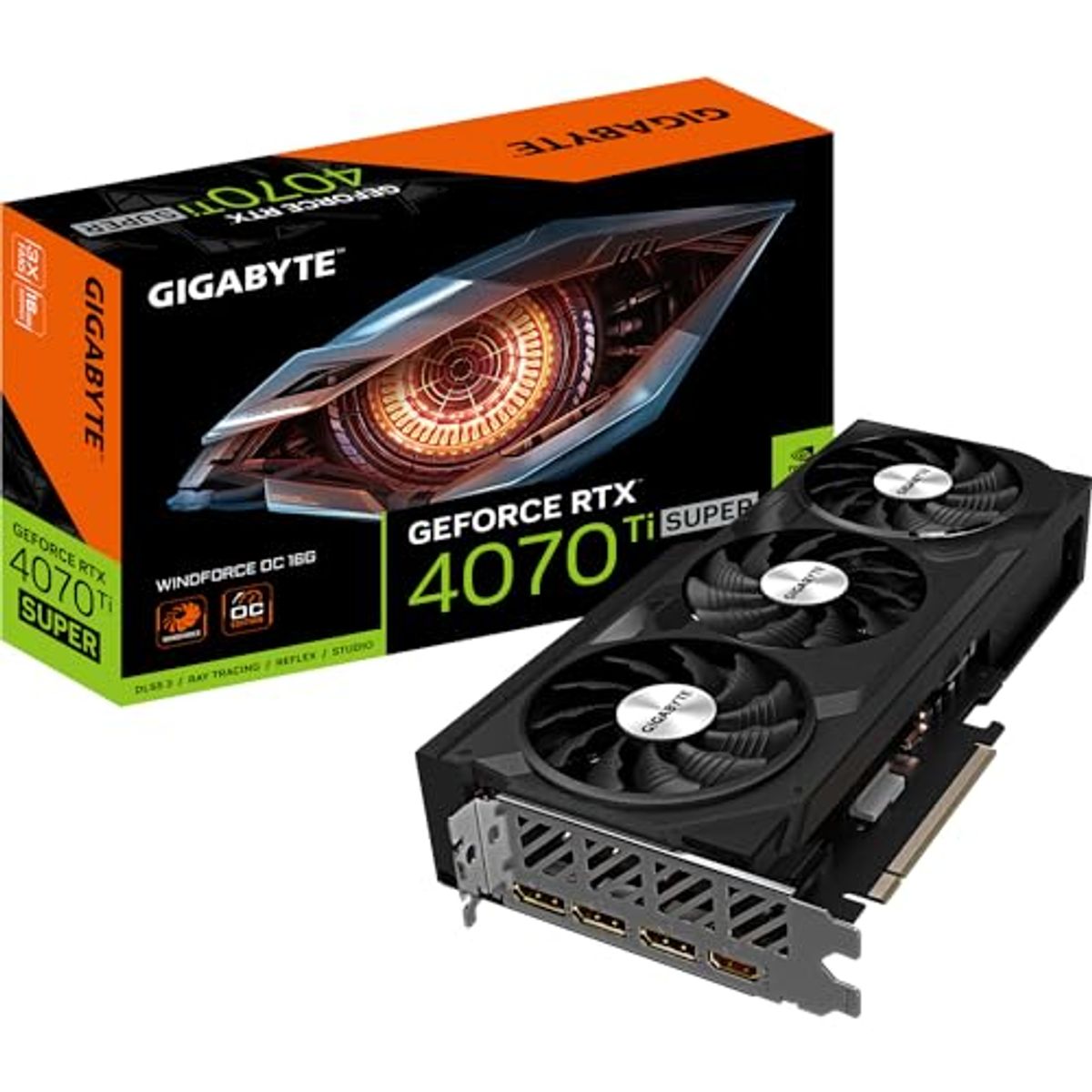 GIGABYTE - Tarjeta de video Gigabyte GeForce RTX 4070 Ti SUPER WINDFORCE OC 16G
