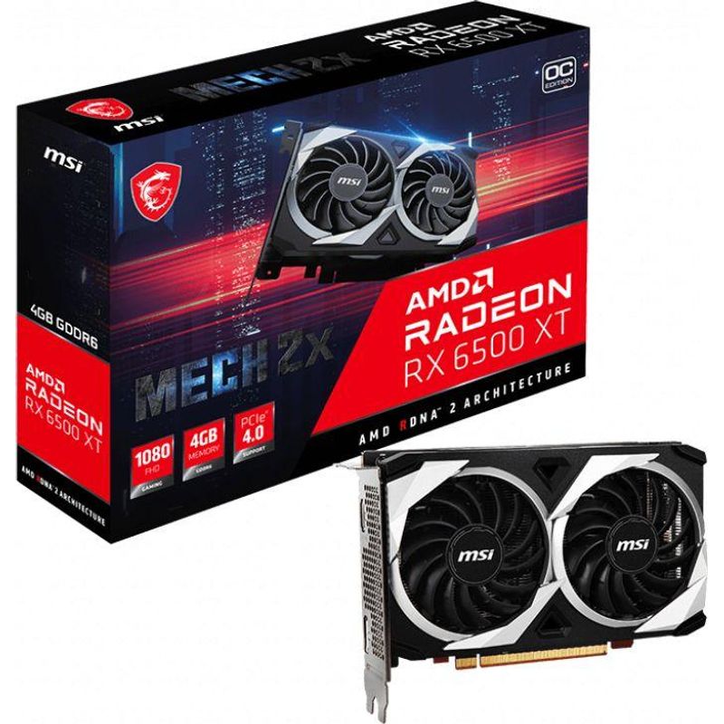MSI - Tarjeta de video MSI Radeon RX 6500 XT MECH 2X 4G OC 4GB GDDR6