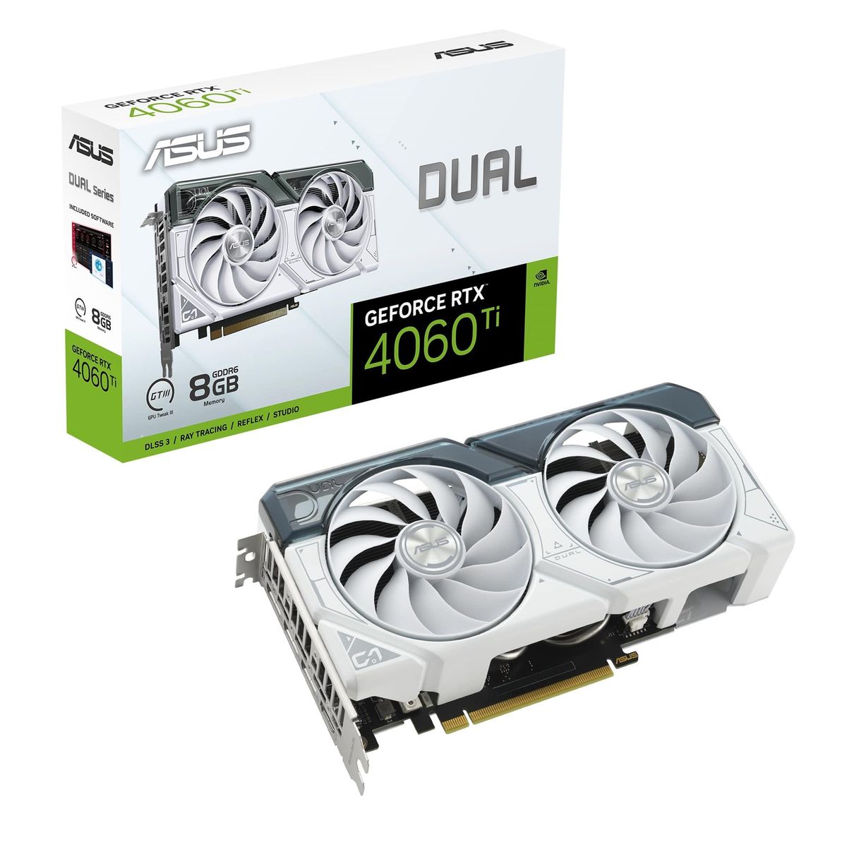 ASUS - Tarjeta de video ASUS Dual GeForce RTX 4060 Ti White Edition 8GB GDDR6