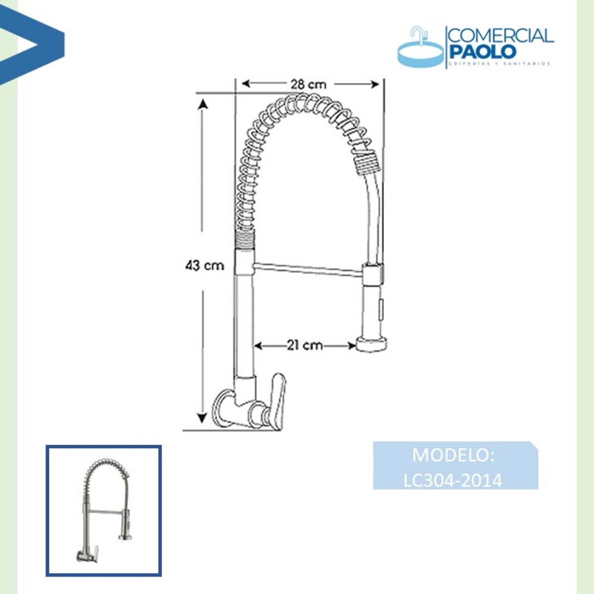 XM - LLAVE DE COCINA RESORTE SATINADO PARED LC304-2014