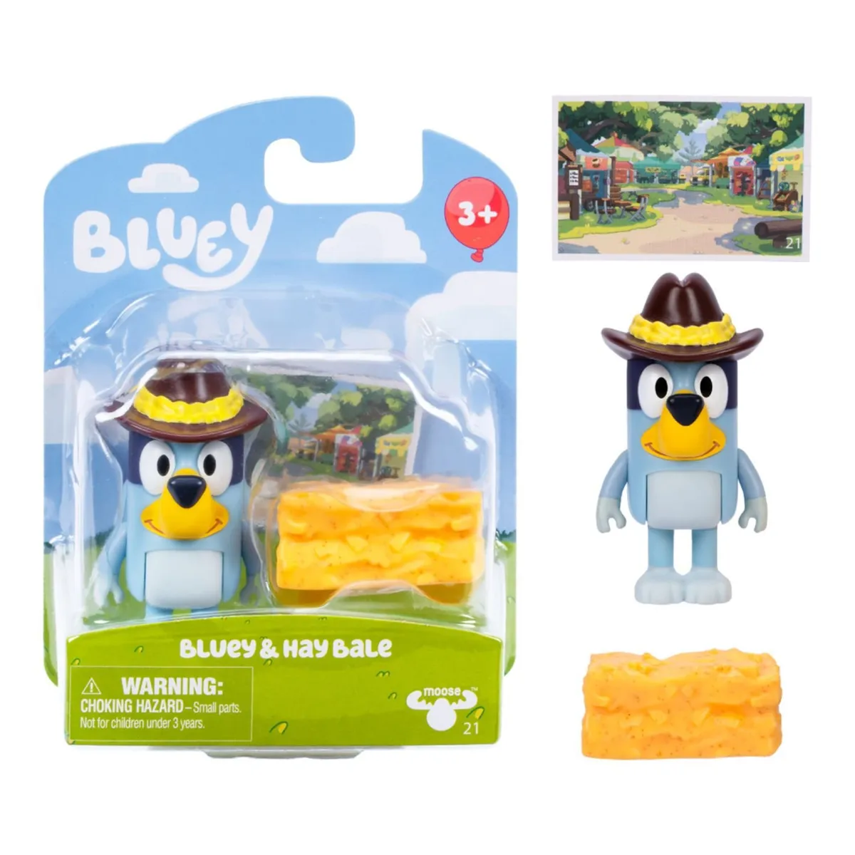 BLUEY - Figura Personaje Bluey con Accesorio- Bluey y Hay Bale