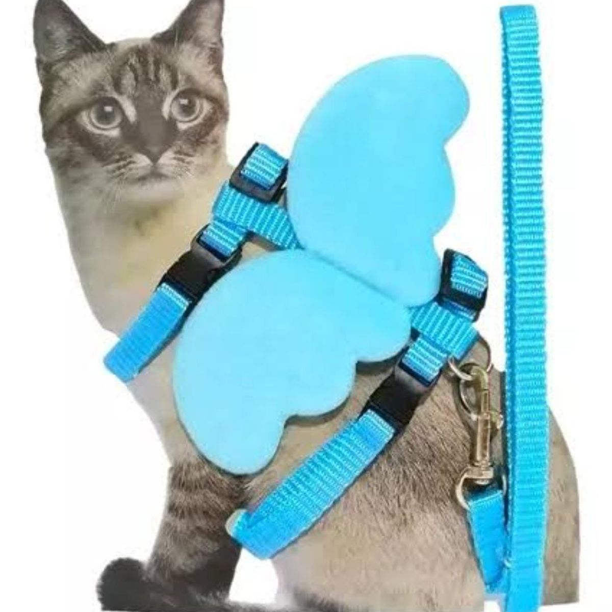 GENERICO - Correa Pechera Arnés para Gatos Color Celeste