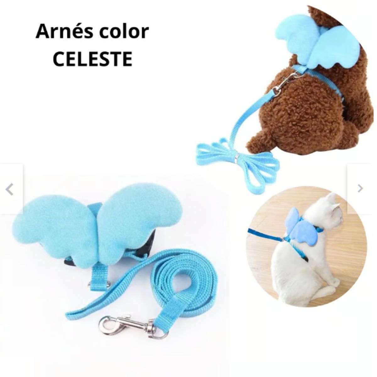 GENERICO - Correa Pechera Arnés para Gatos Color Celeste