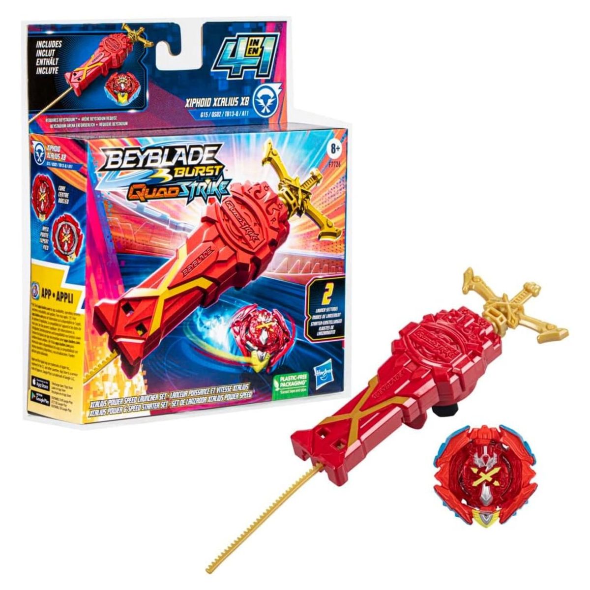 BEYBLADE - Beyblade Burst Quadstrike Lanzador Xcalius
