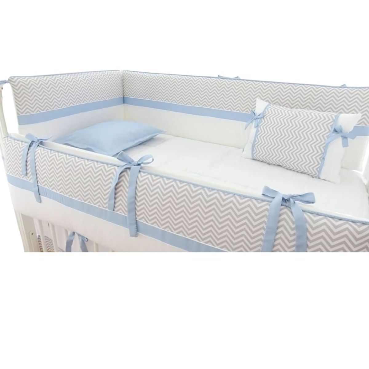 GENERICO - Set De Cuna  -  Diseño Zig Zag  Niño- celeste