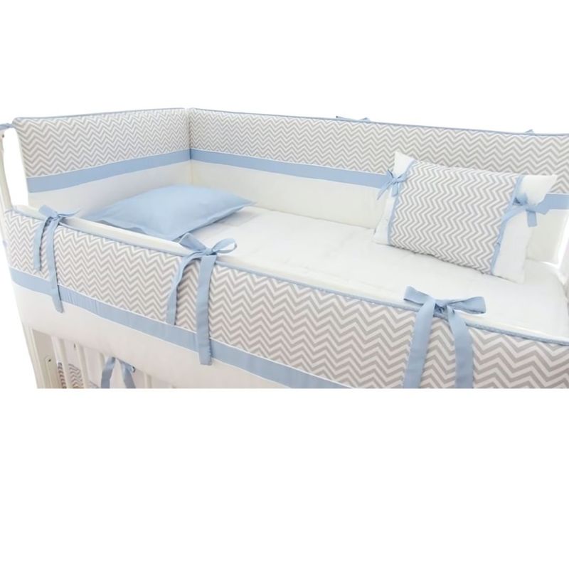 GENERICO - Set De Cuna  -  Diseño Zig Zag  Niño- celeste