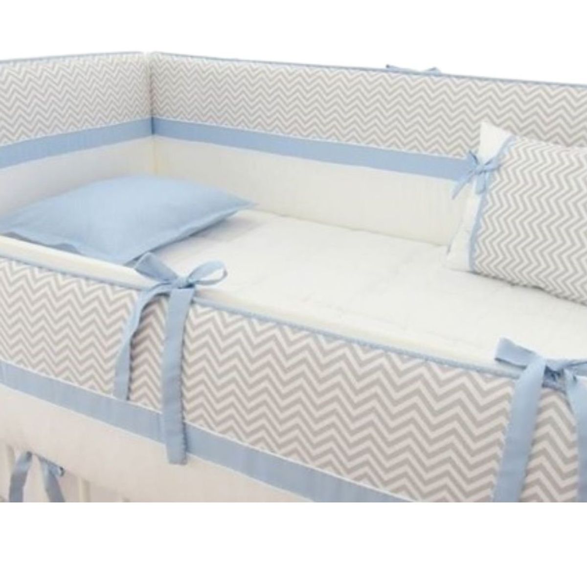 GENERICO - Set De Cuna  -  Diseño Zig Zag  Niño- celeste