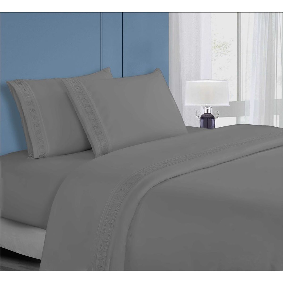 CASATEX - Juego de Sábanas Queen 100% Algodón con Bordado