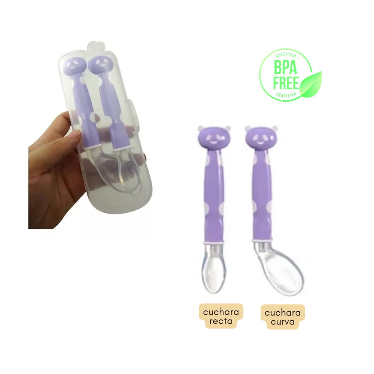 SANTOLEE - SET DE CUCHARA DE SILICONA OSITO - Morado