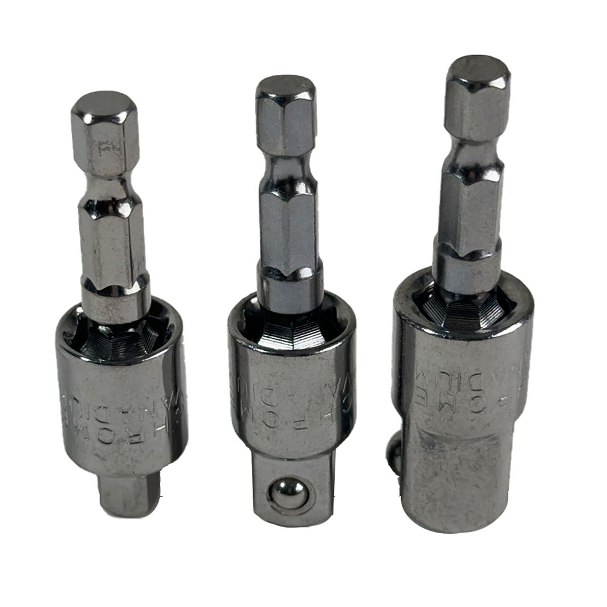 OEM - Set 4 piezas adaptador hexagonal 105° + extensor dados 1/4" 3/8" 1/2"
