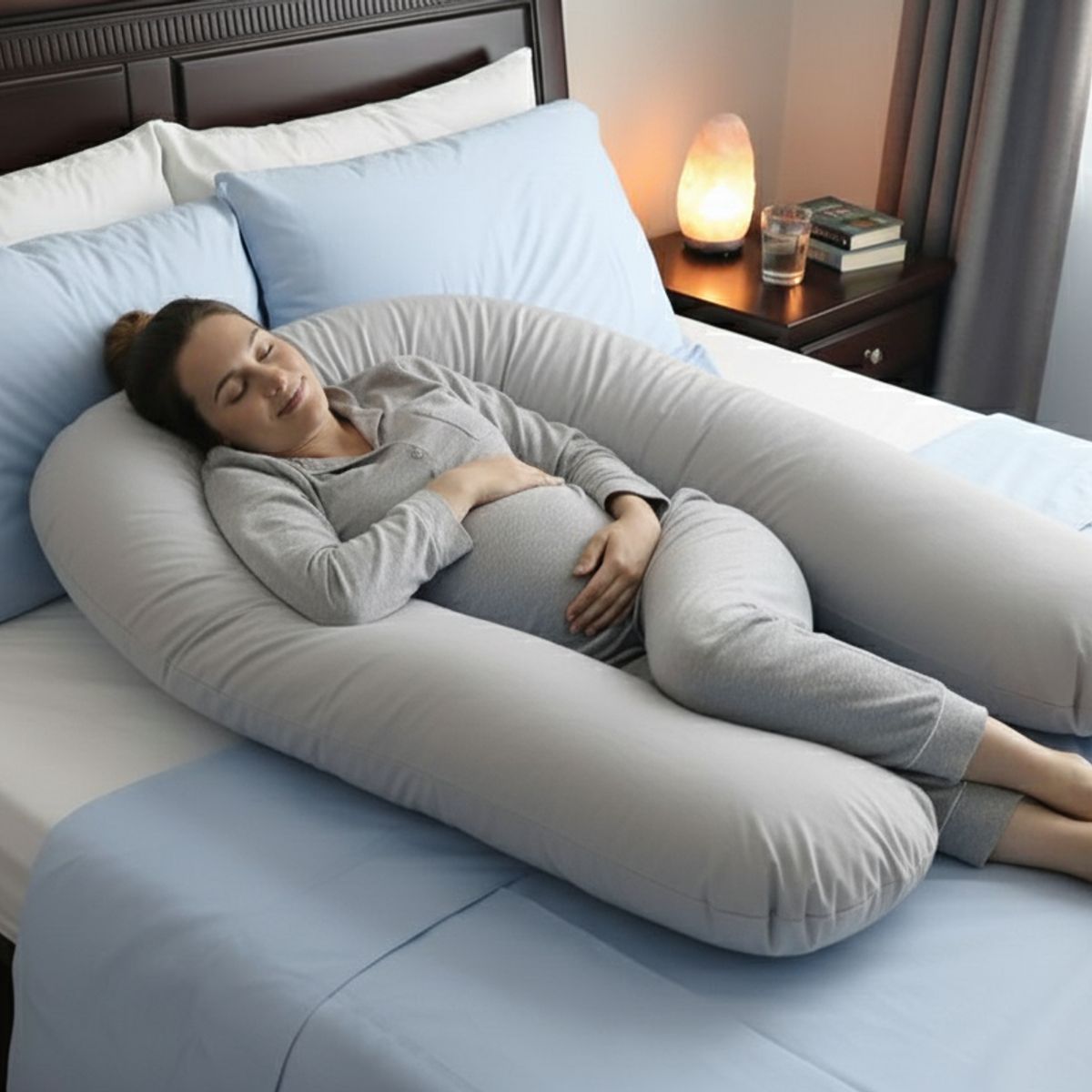 GENERICO - Cojín de Lactancia Embarazada Almohada Lumbar Gris