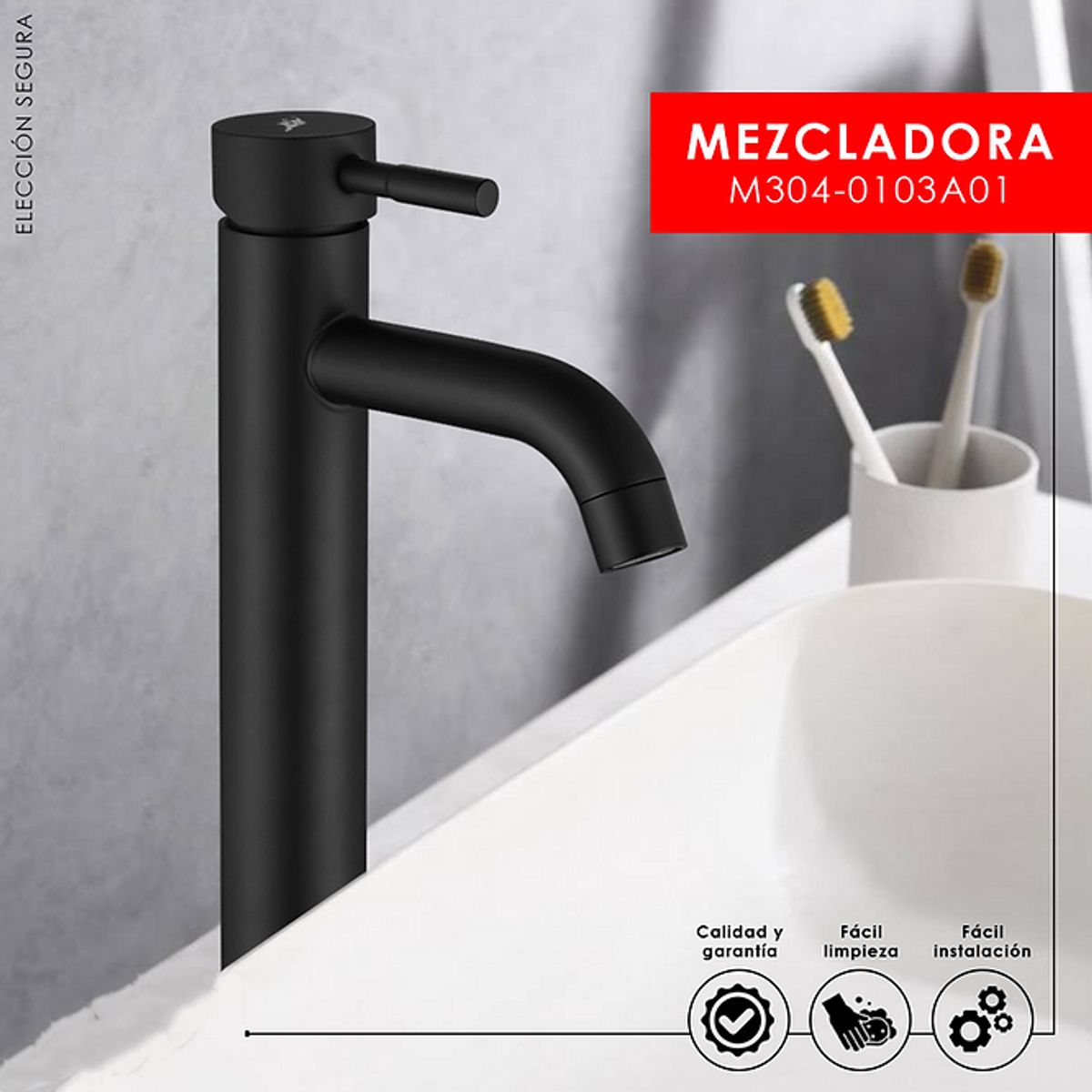 XM - MEZCLADORA DE LAVATORIO ALTO NEGRO M304-0103A01