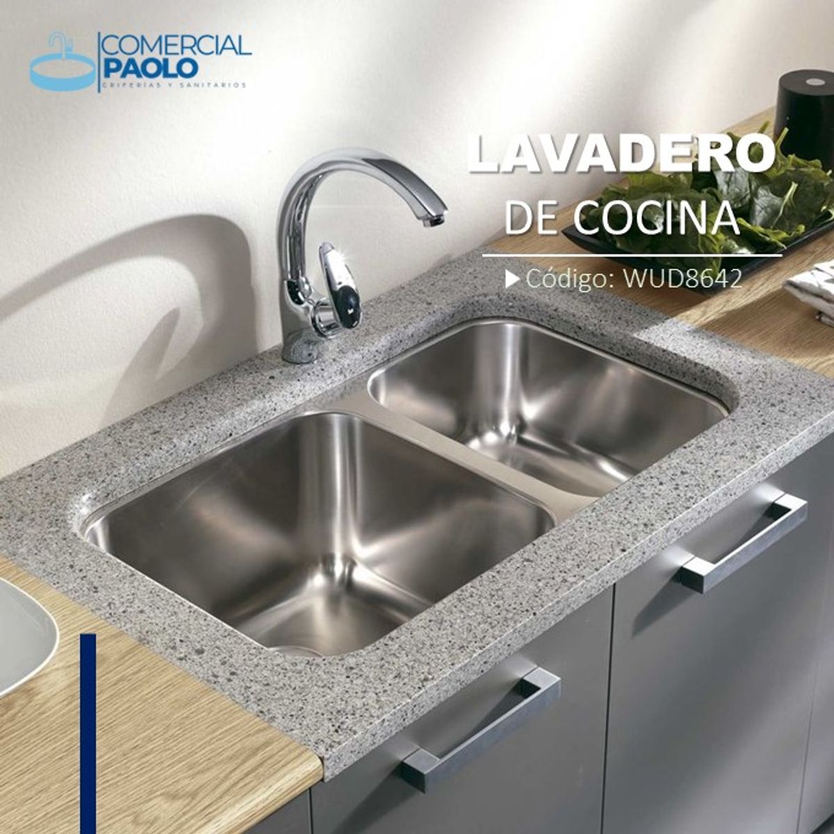 GENERICO - LAVADERO DE COCINA ACERO 2 POZAS WUD8246