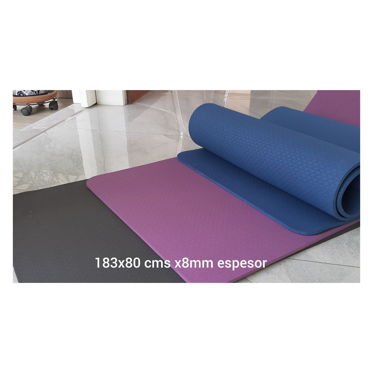 HOME FIT - Mat tamaño  extra ancho 8mm ecologico Azul
