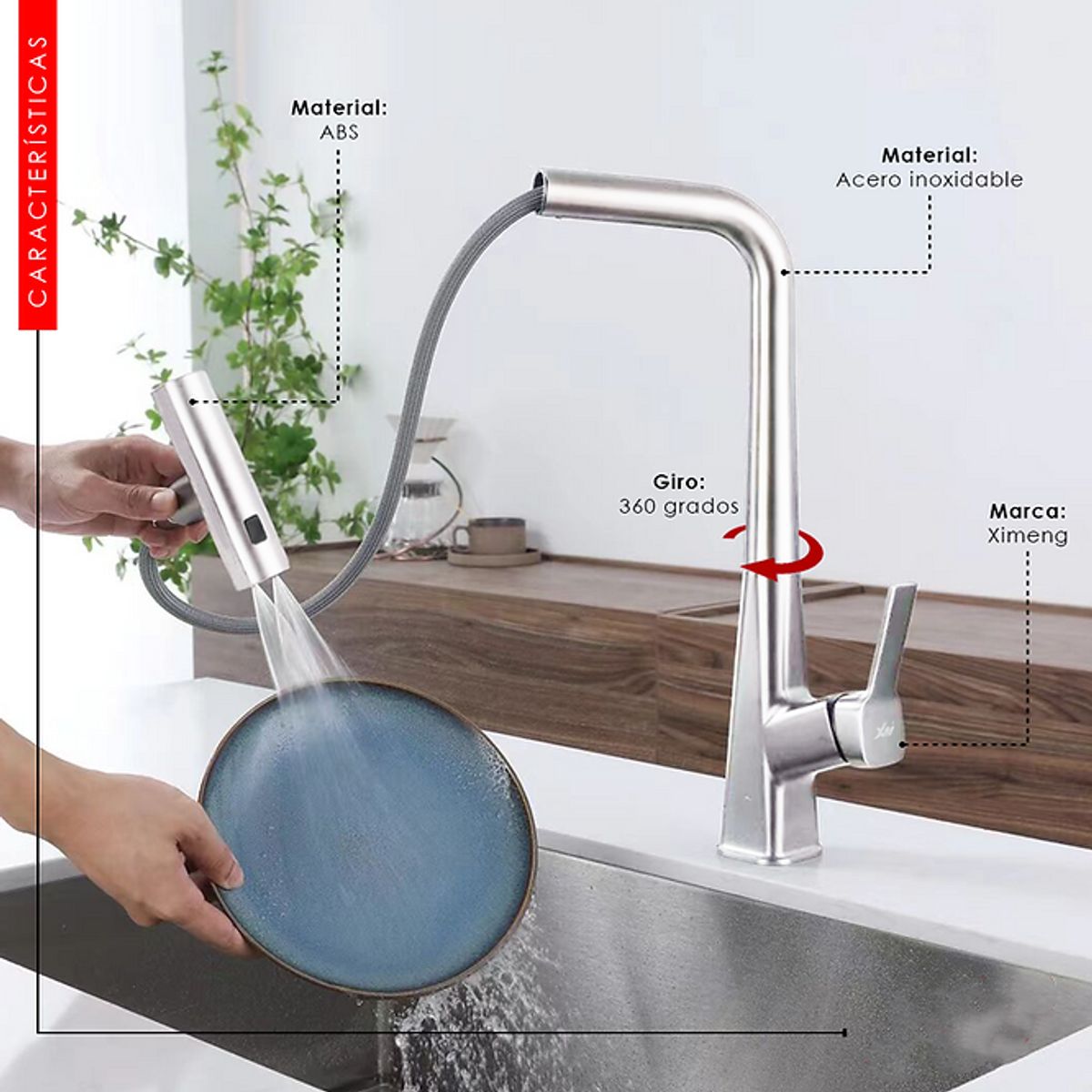 XM - MEZCLADORA DE COCINA 3 SALIDAS SATINADO MC0108900