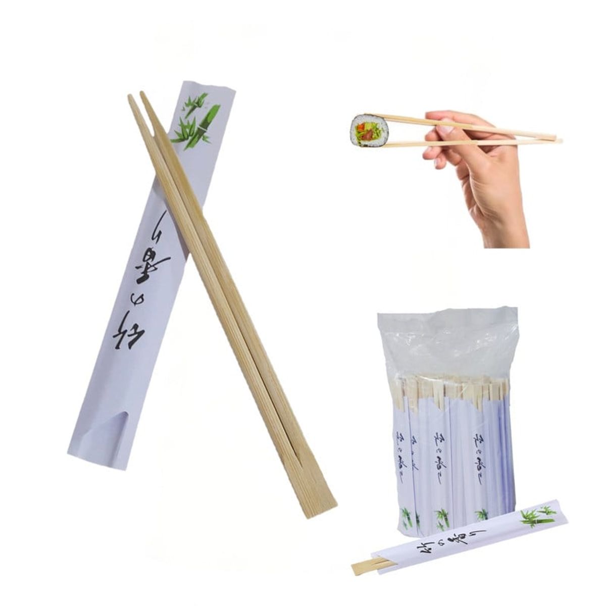 GENERICO - Palillos Japones Bambu Descartable Letras Pack 100par