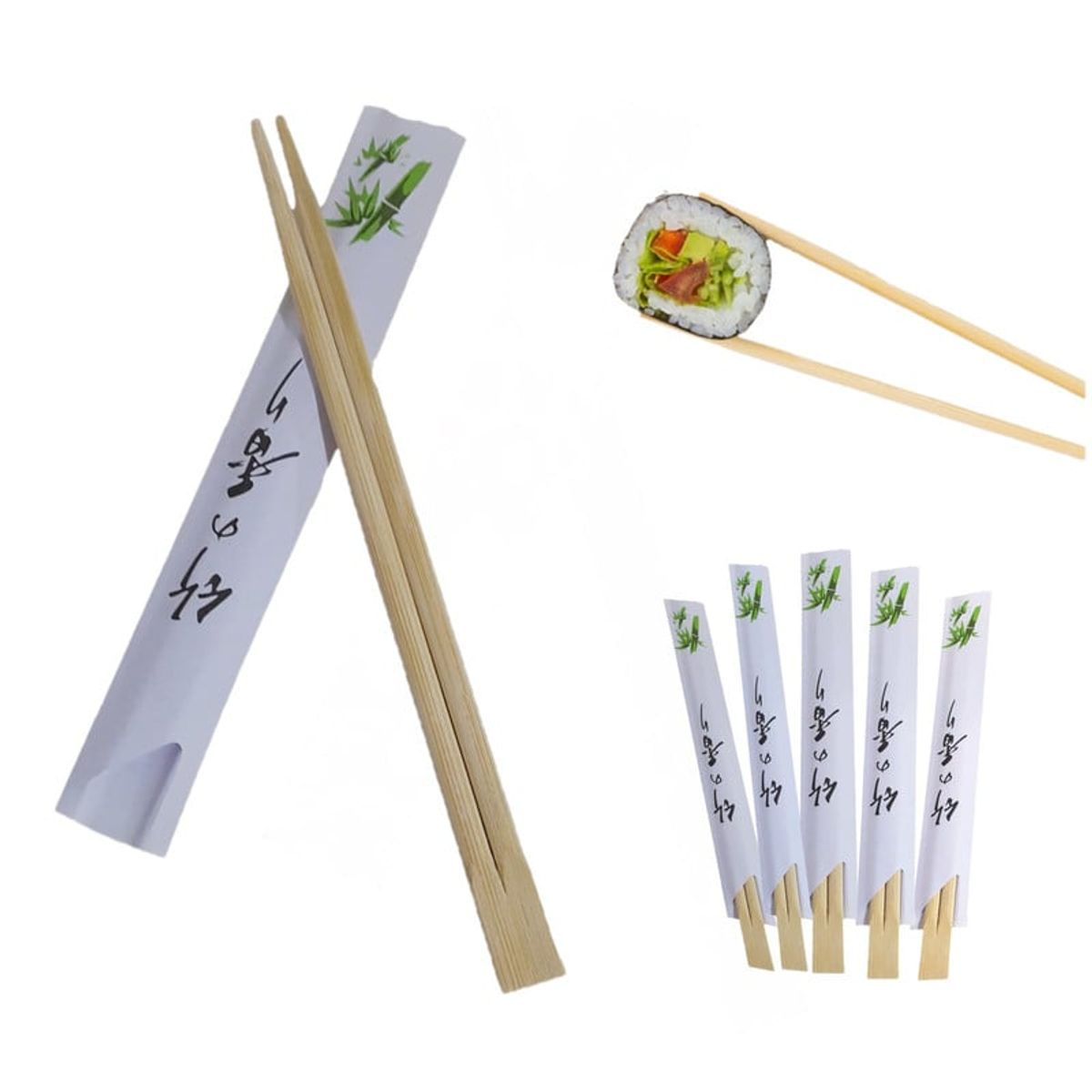 GENERICO - Palillos Japones Bambu Descartable Letras Pack 5par