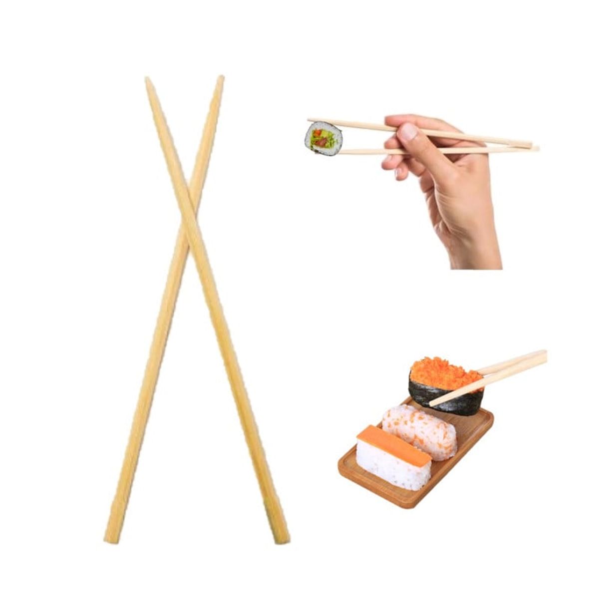 GENERICO - Palillos Japones Bambu Descartable Simple 1par