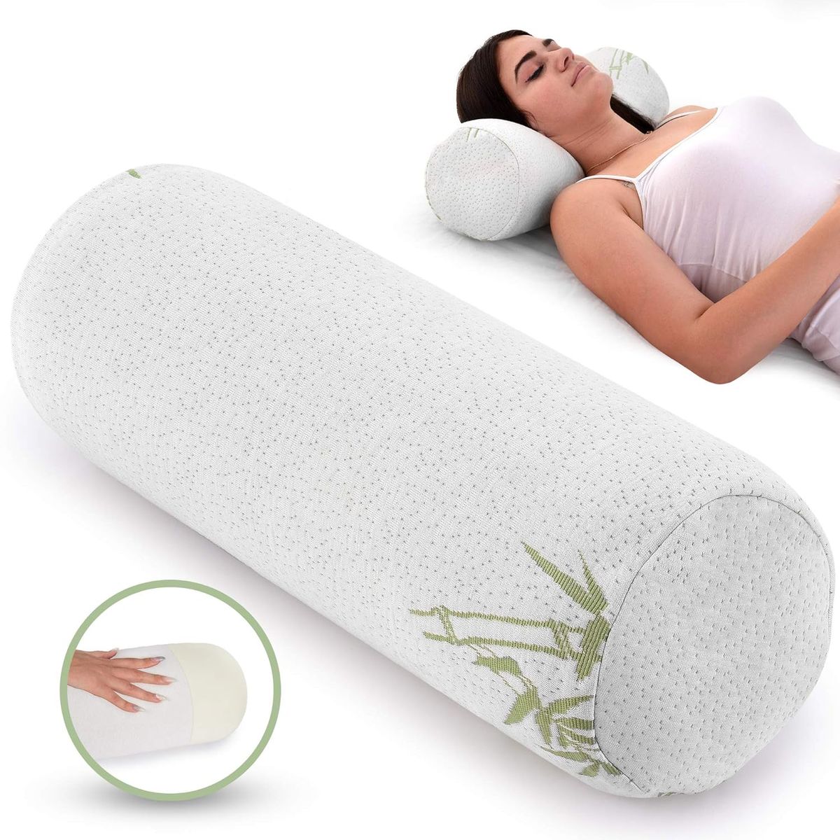 PERUMASSAGE - Almohada Rodillo Viscoelástico con Gel Soporte y Comodidad