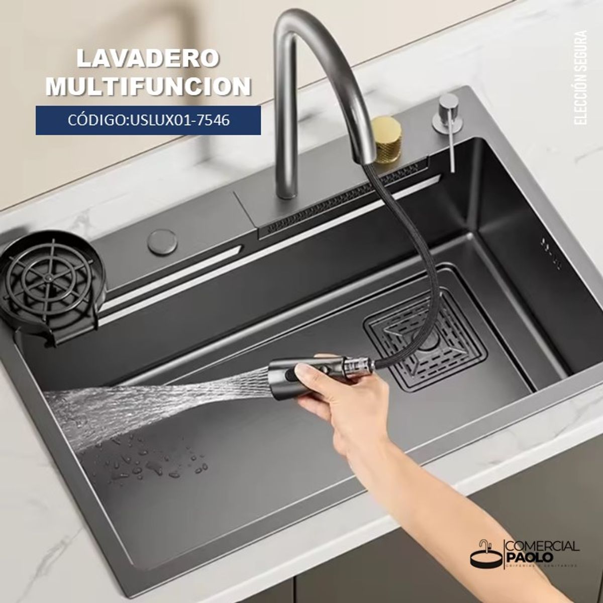 XM - LAVADERO DE COCINA MULTIFUNCIONAL PERILLA USLUX01-7546