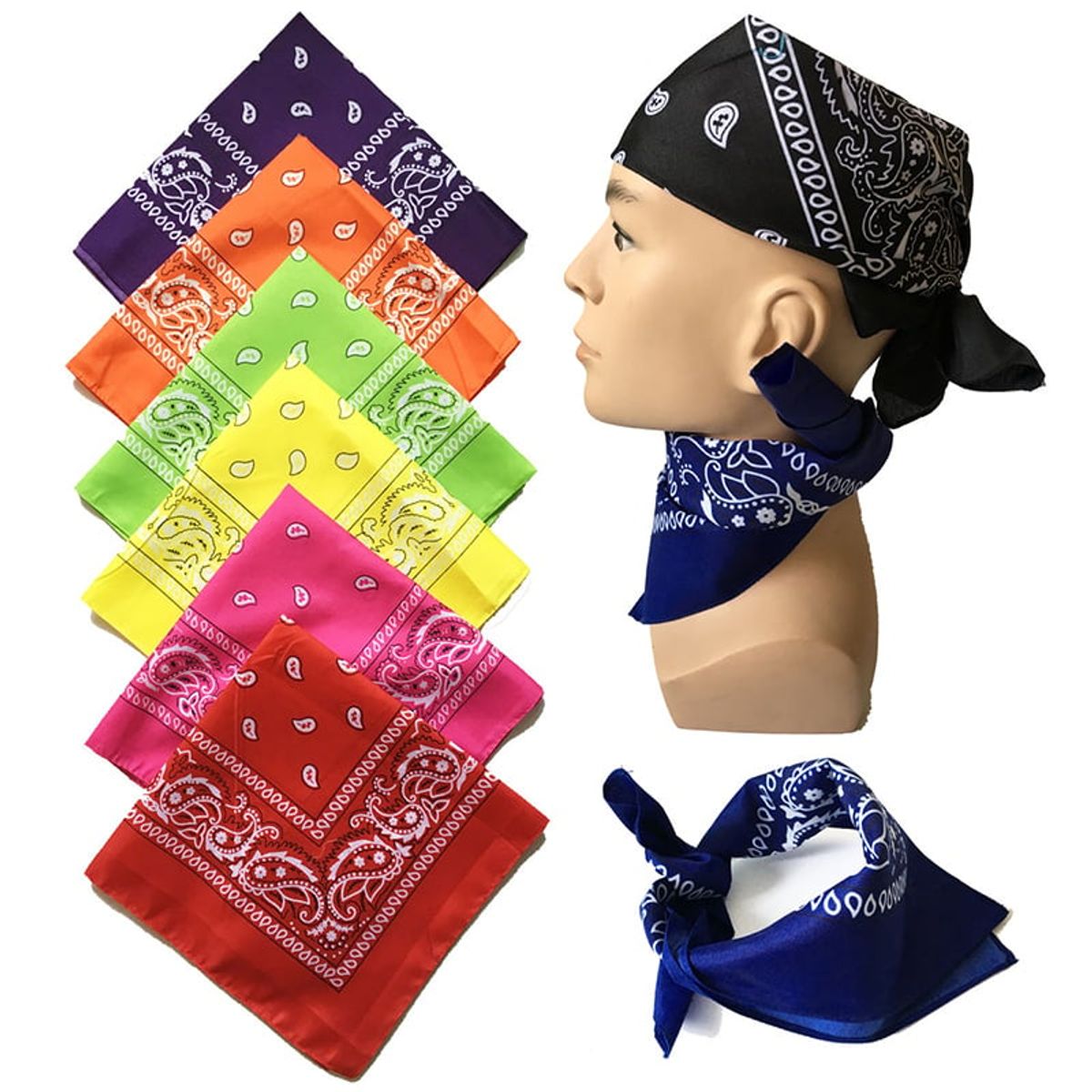 GENERICO - Pañoletas Algodón Bandana De Colores Unisex