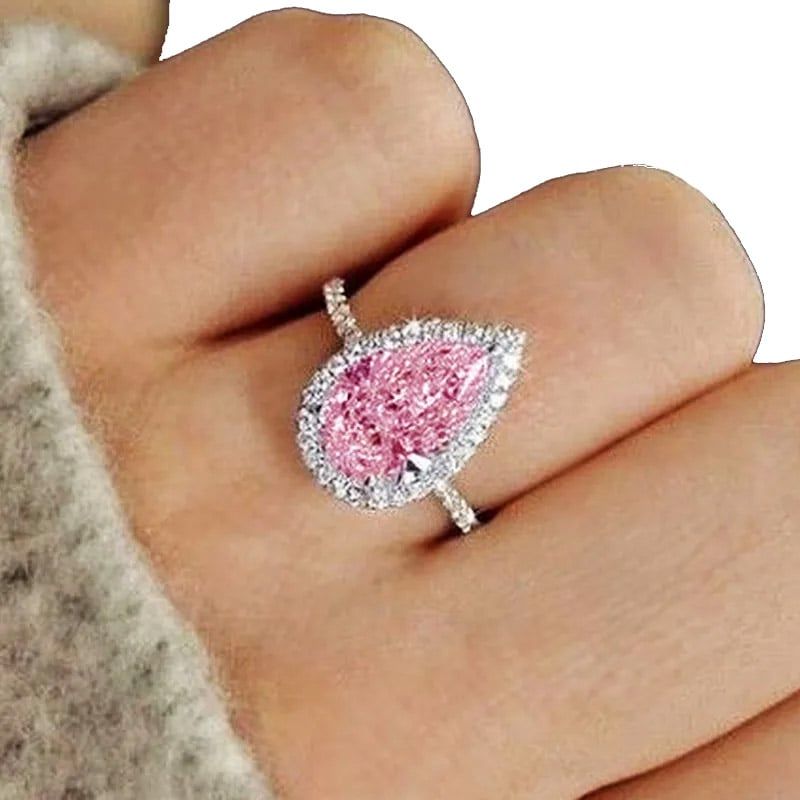 LA TIENDA 88 JOYAS Y ACCESORIOS - La Tienda 88 - Anillo De Pedida Mujer Gota de Amor Bañado en Oro- Rosa