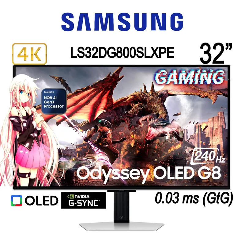 SAMSUNG - Monitor Gaming Odyssey OLED G8 de 32 OLED 4K Smart TV Con IA