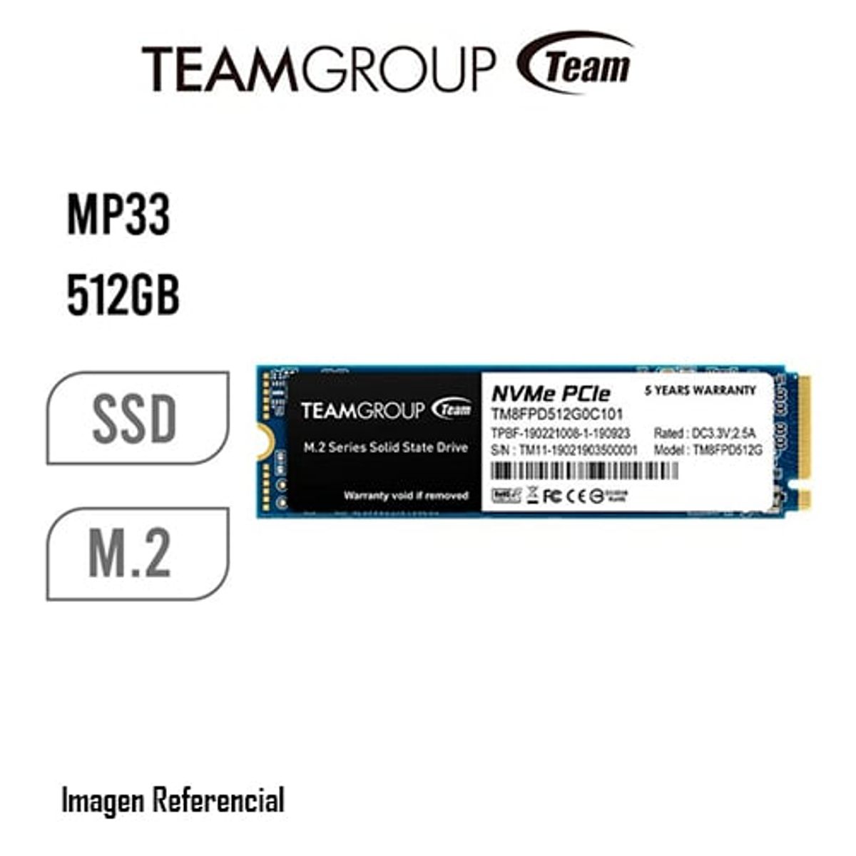 TEAMGROUP - UNIDAD DE ESTADO SOLIDO TEAM GROUP MP33 M.2 512GB P/N: TM8FP6512G0C101