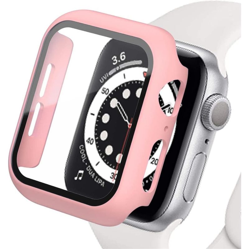 GENERICO - Case Bumper APPLEWATCH con Vidrio incorporado 45mm rosado