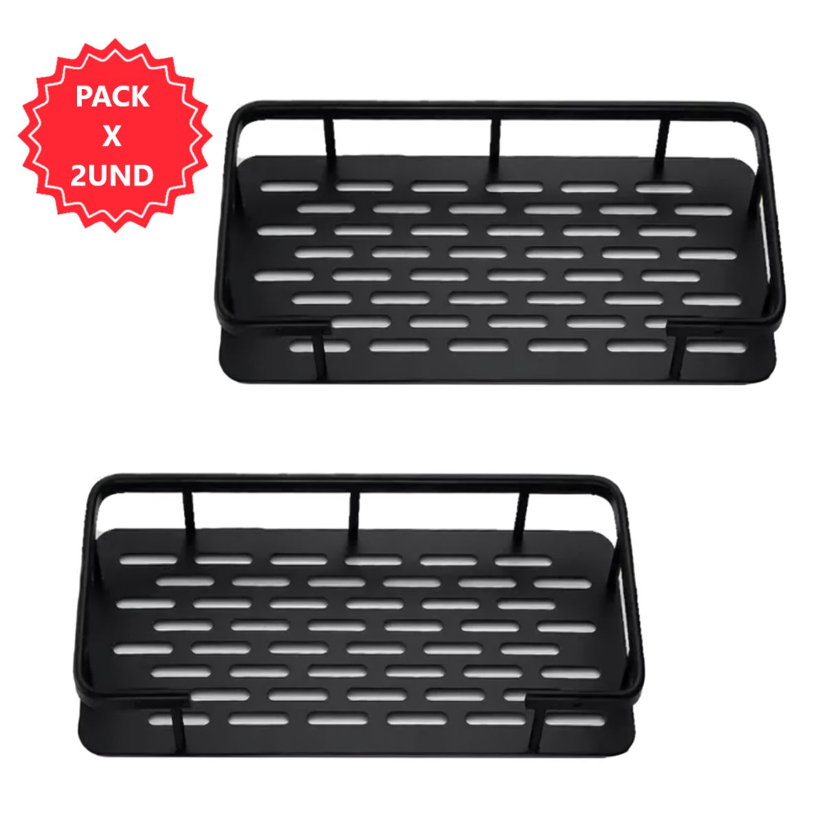 GENERICO - Kit 2 Repisas Negro Mate De Aluminio Para Baño