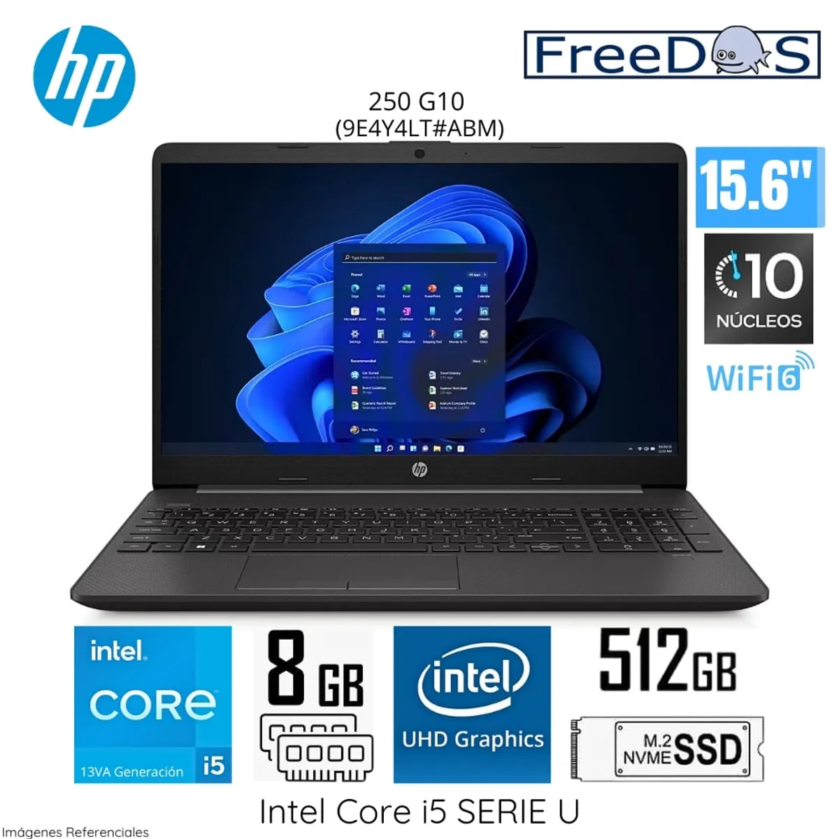 HP - Laptop HP 250 G10 Intel Core i5 1335U 8GB RAM 512GB SSD 15.6" HD Free Dos (9E4Y4LT#ABM)