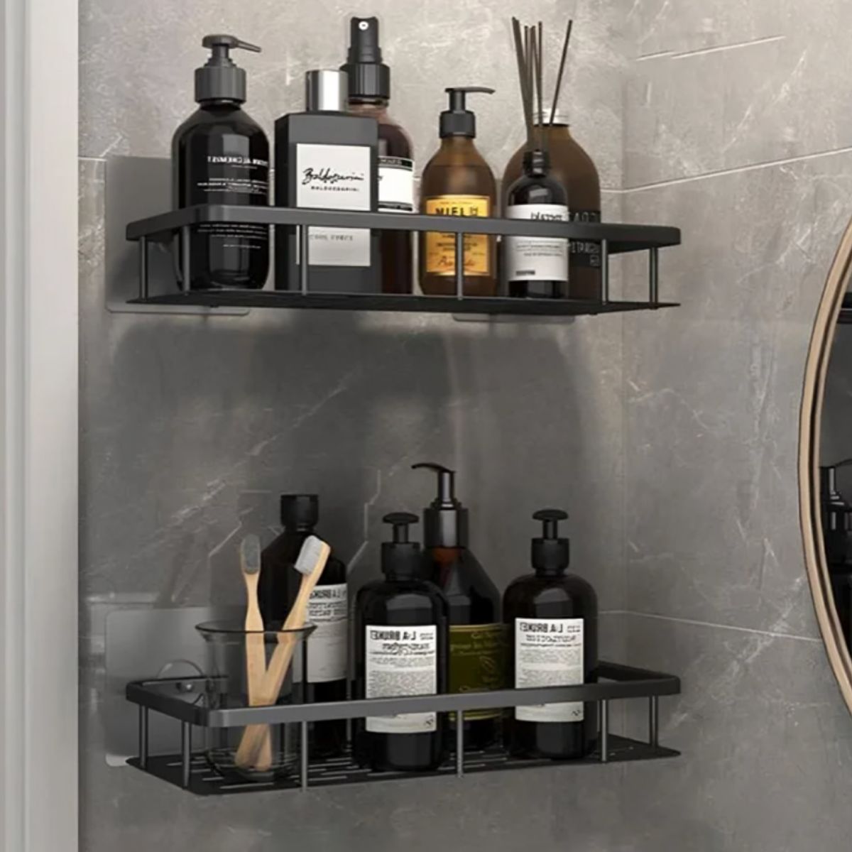 GENERICO - Pack 2 Repisas De Aluminio Rectangular  Para Baño