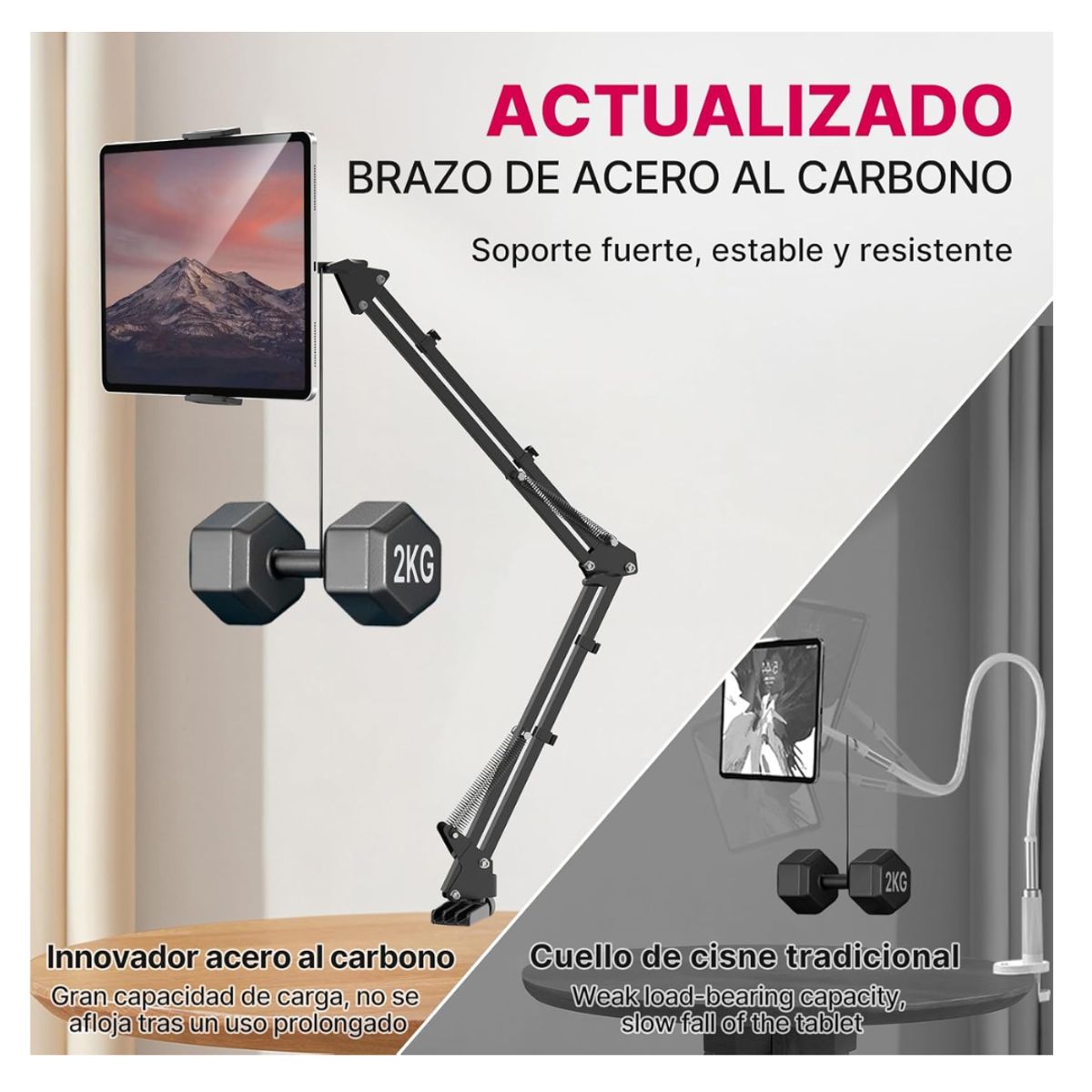 GENERICO - Soporte Sujetador Brazo Articulado Metálico Flexible Celular Tablet
