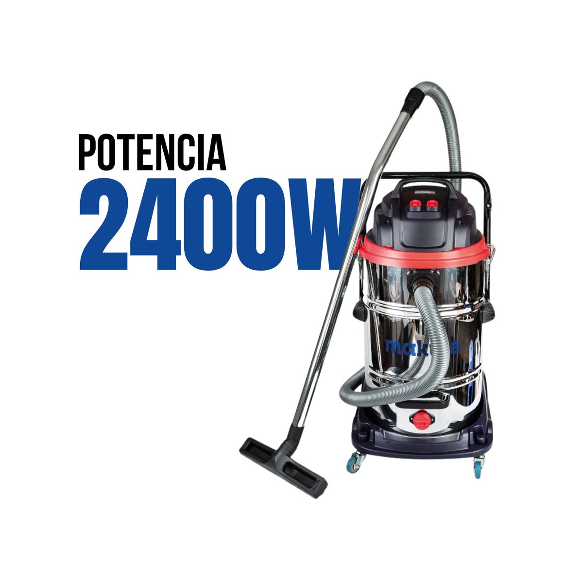 MAKUTE - Aspiradora de polvo y agua industrial 2400w 60 litros Makute