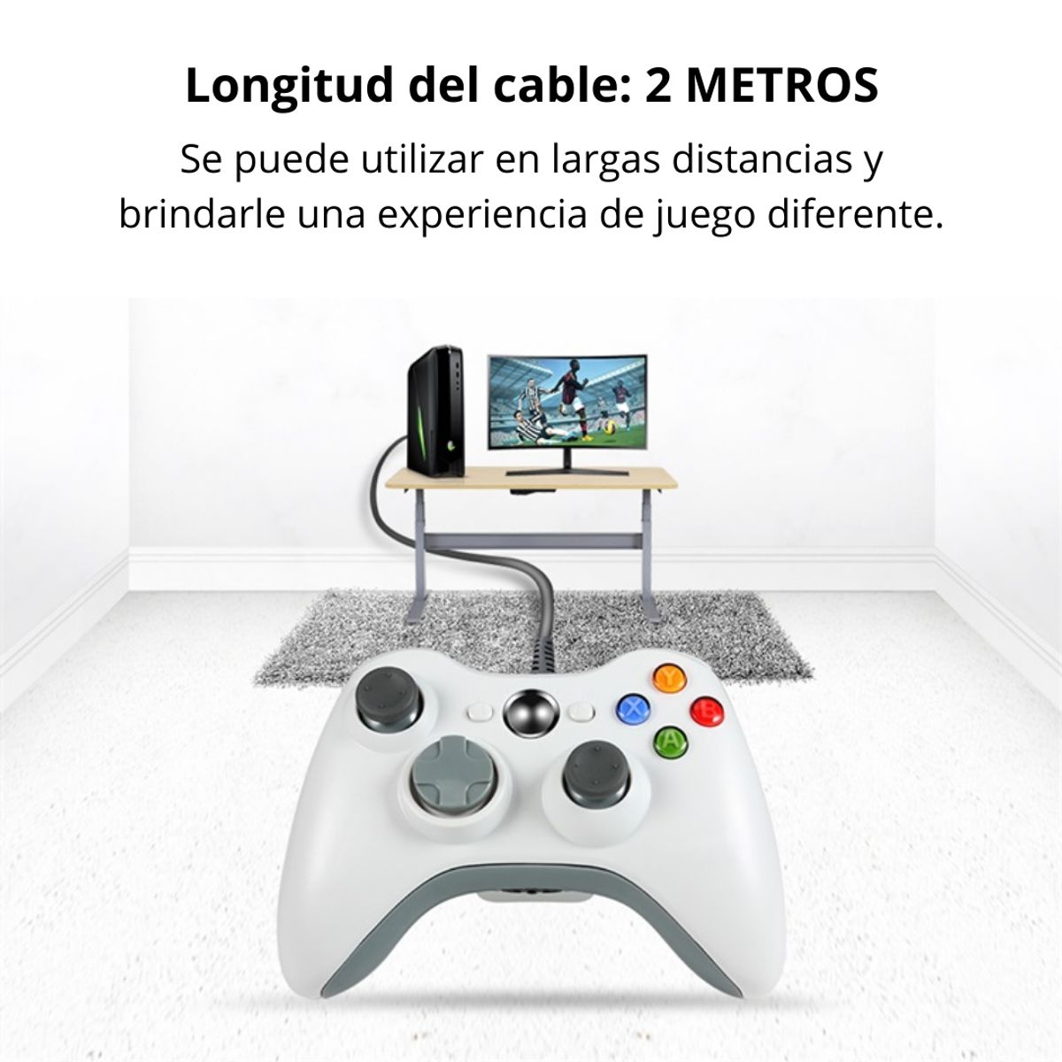 GENERICO - Mando con Cable Usb para Xbox 360 Pc Windows Gamepad Joystick NJX301