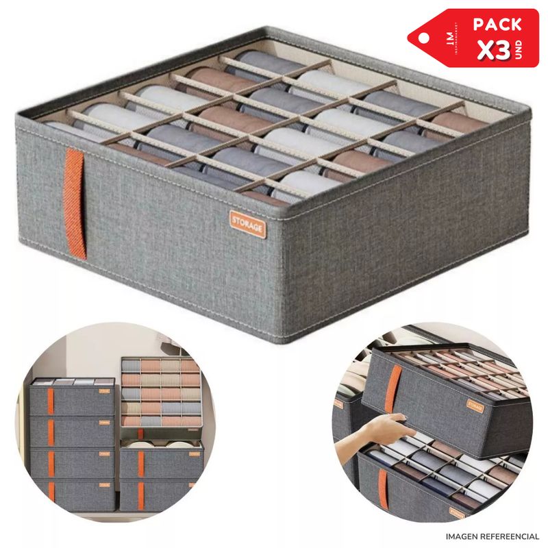 INSPIRA - Organizador multiusos de medias plegable de almacenamiento PACK x3