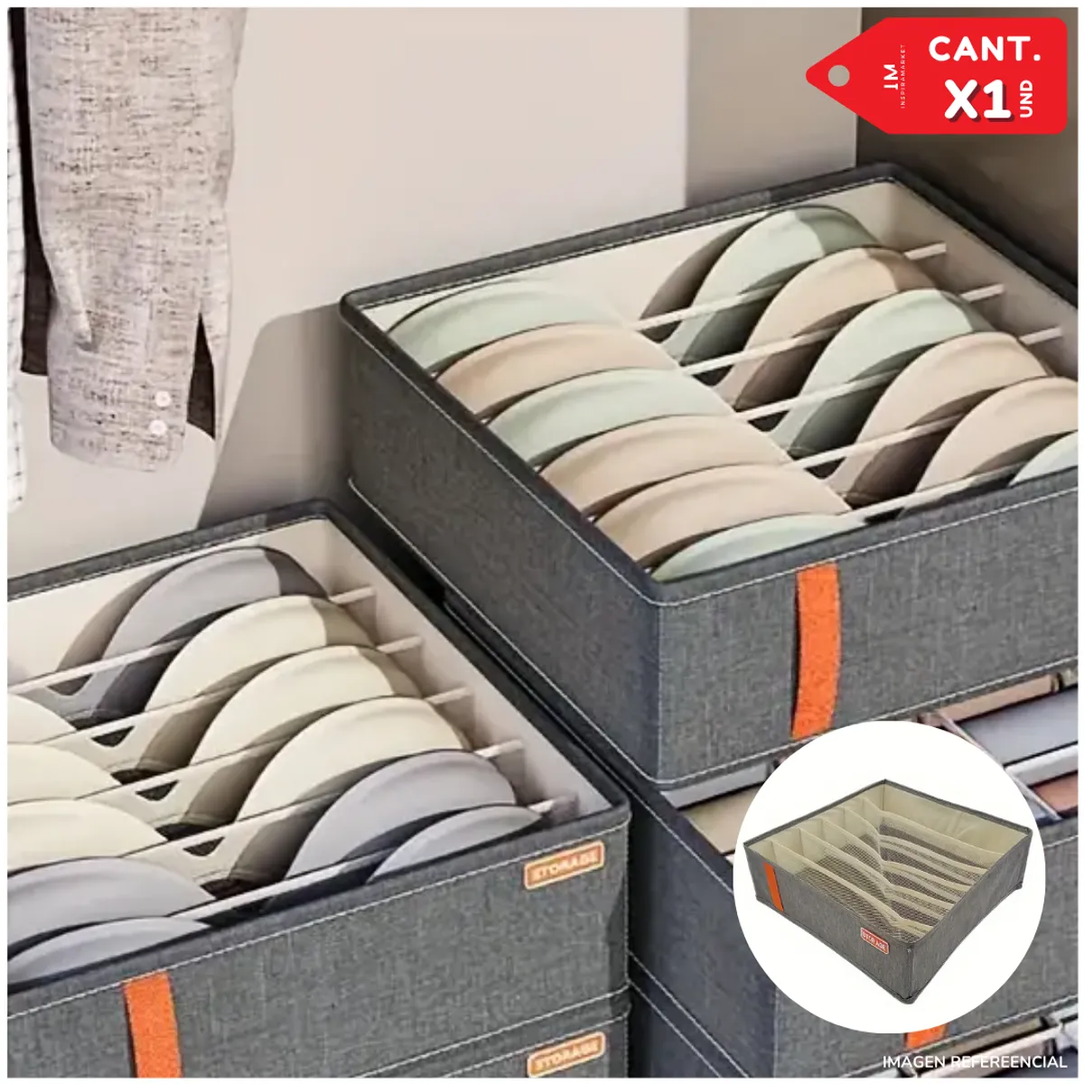 INSPIRA MARKET - Organizador multiusos de brasier camisas caja plegable
