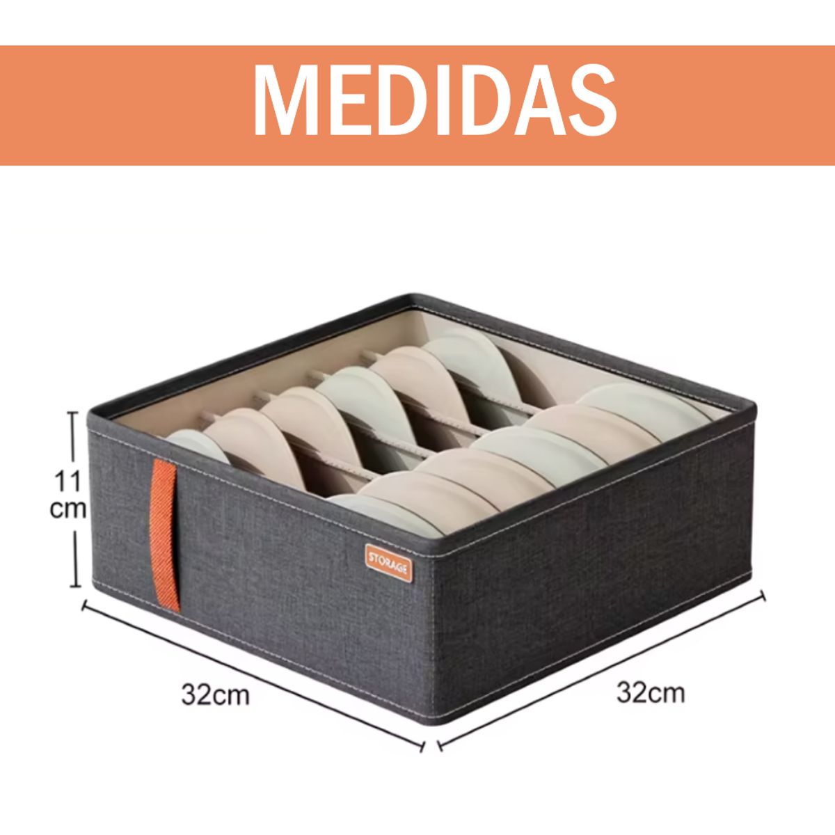 GENERICO - Organizador Caja para ropa interior armable - 32 x 32 cm