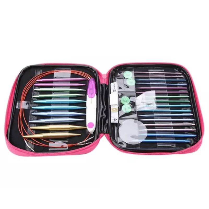 GENERICO - Agujas De Tejer Circulares Intercambiables De Aluminio 40pzs