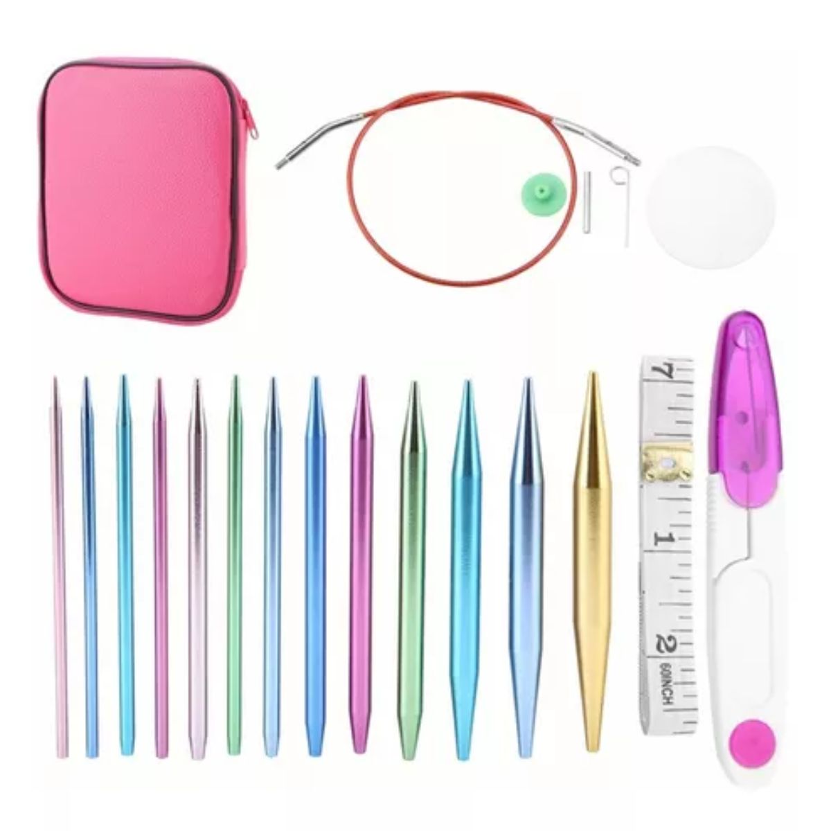 GENERICO - Agujas De Tejer Circulares Intercambiables De Aluminio 40pzs