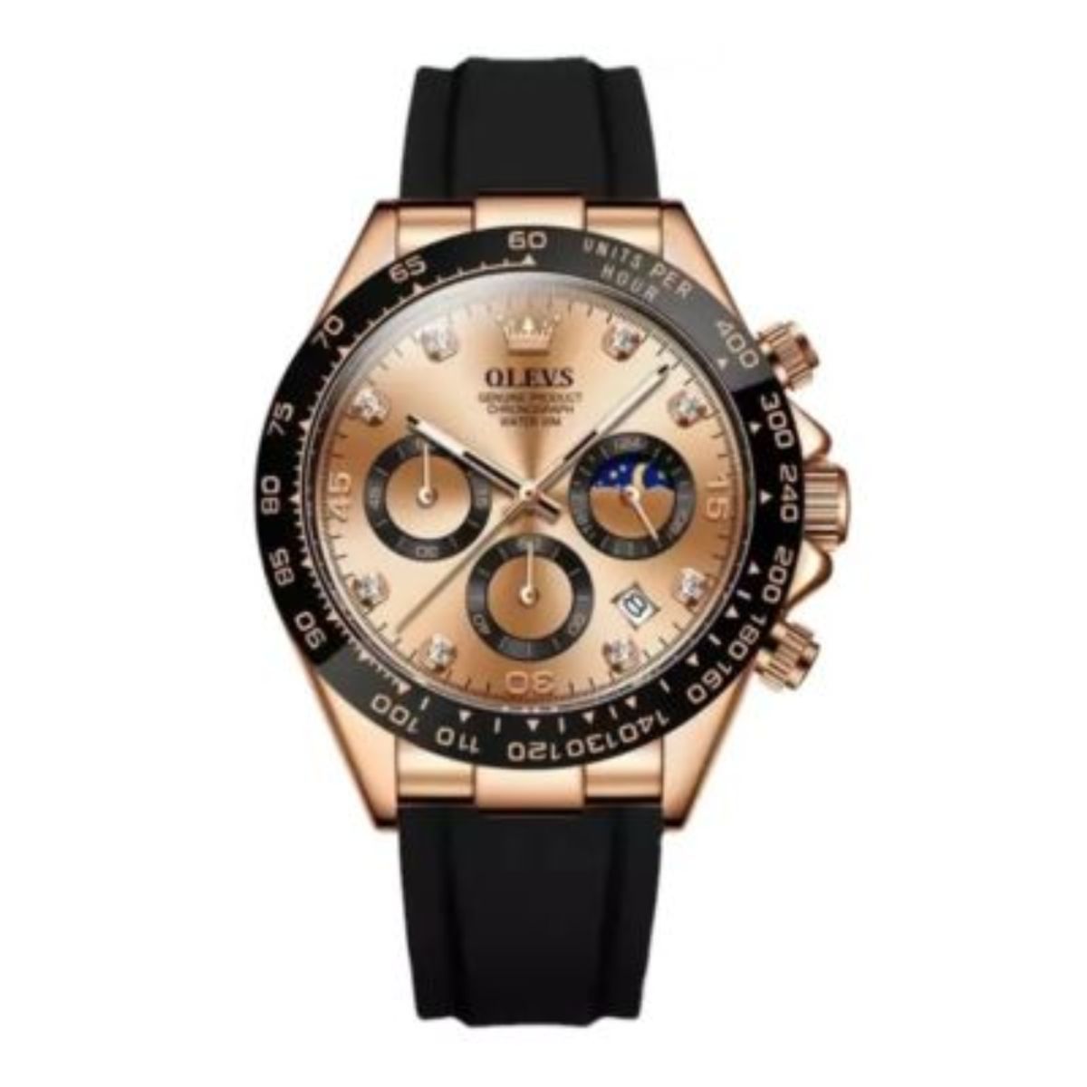 OLEVS - Reloj Olevs Fechero Correa Goma Oro Rosa