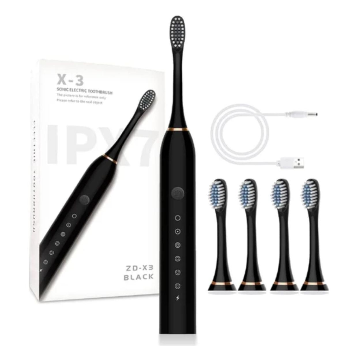 GENERICO - Cepillo Dental Electrico Limpieza Bucal Recargable Niños Adultos Negro