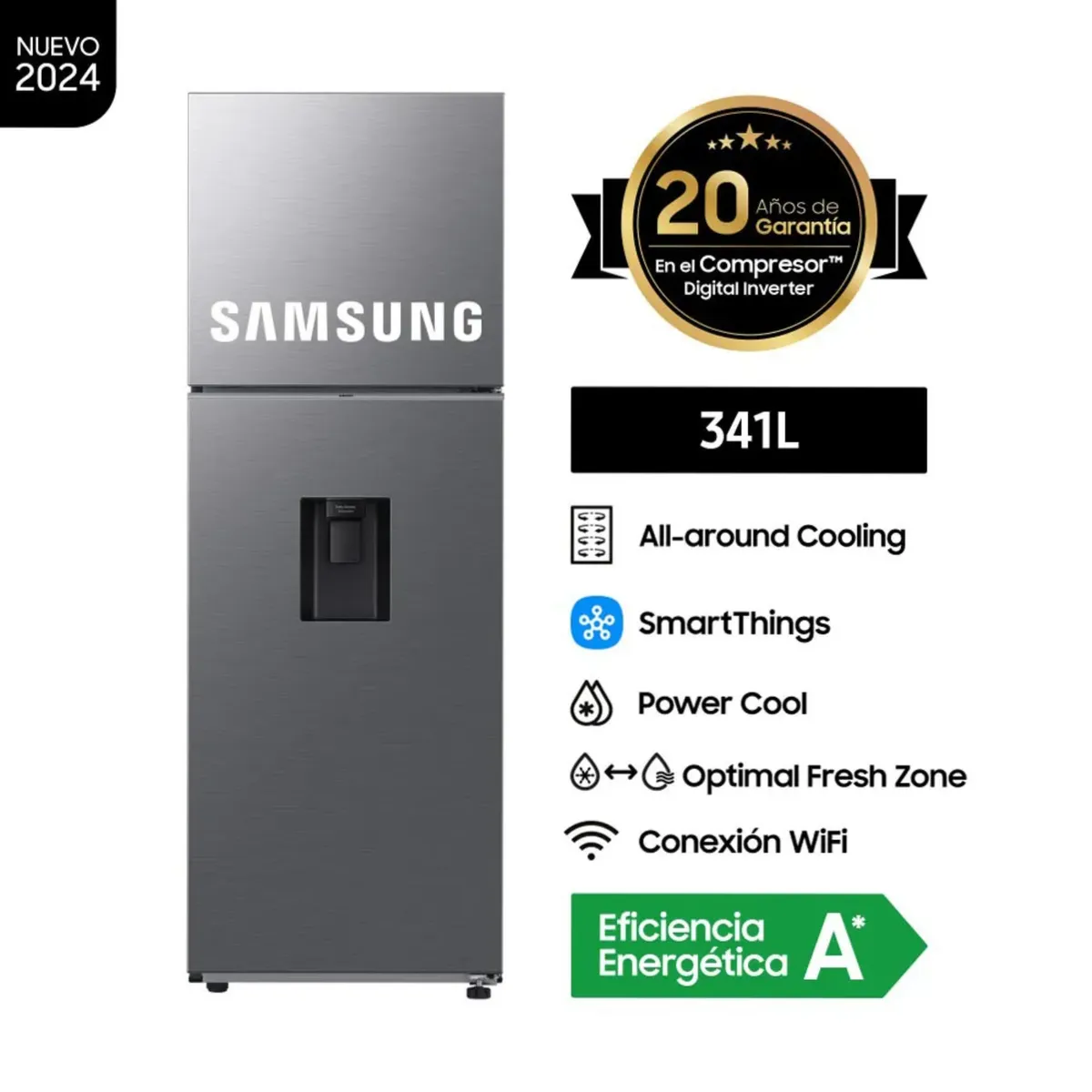 SAMSUNG - Refrigeradora Samsung Top Mount Freezer 341L RT35DG5720S9PE Silver