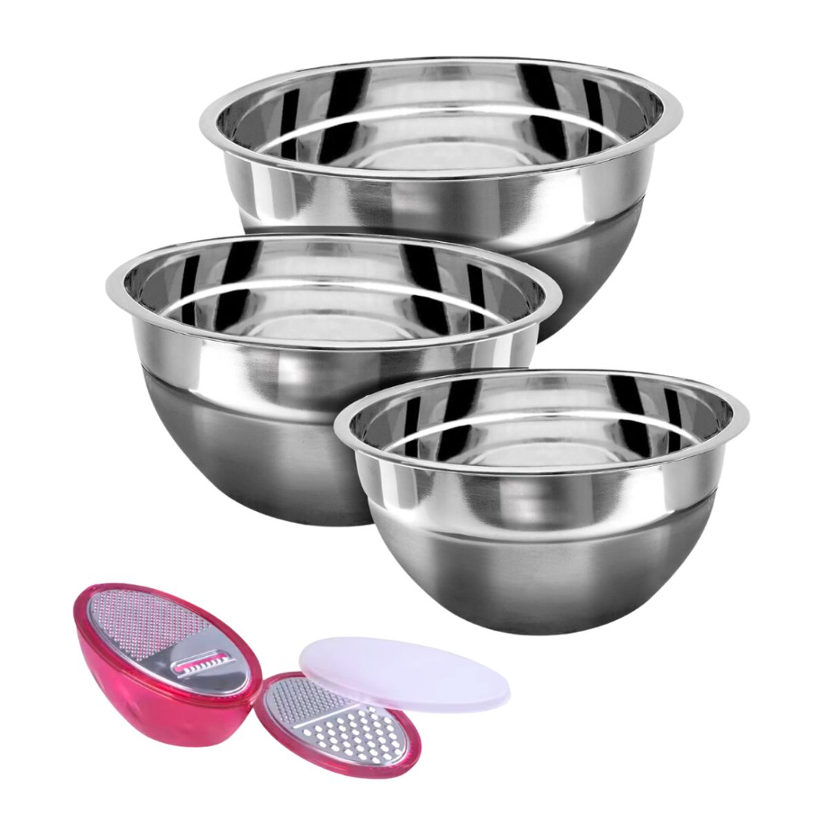 INSPIRA - Juego de 3 Bowls para Cocina de Acero Inoxidable de Repostería