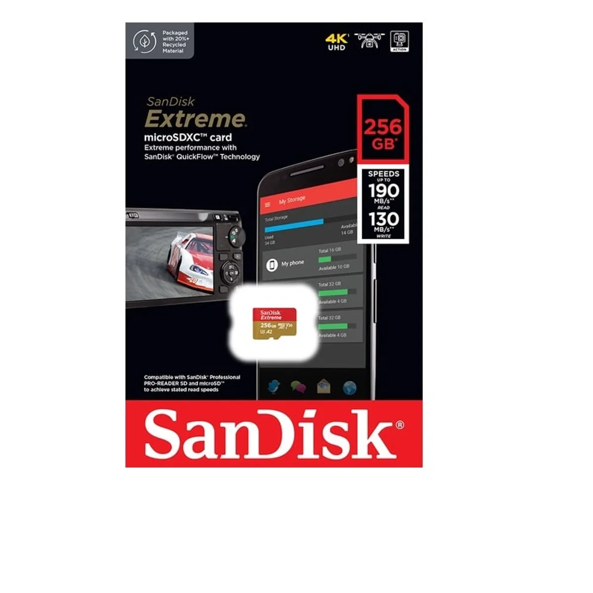 SANDISK - Tarjeta de memoria micro SD Sandisk extreme 256GB