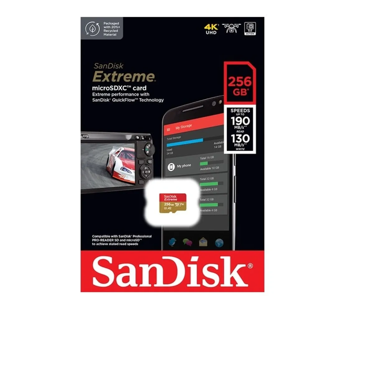 SANDISK - Tarjeta de memoria micro SD Sandisk extreme 256GB