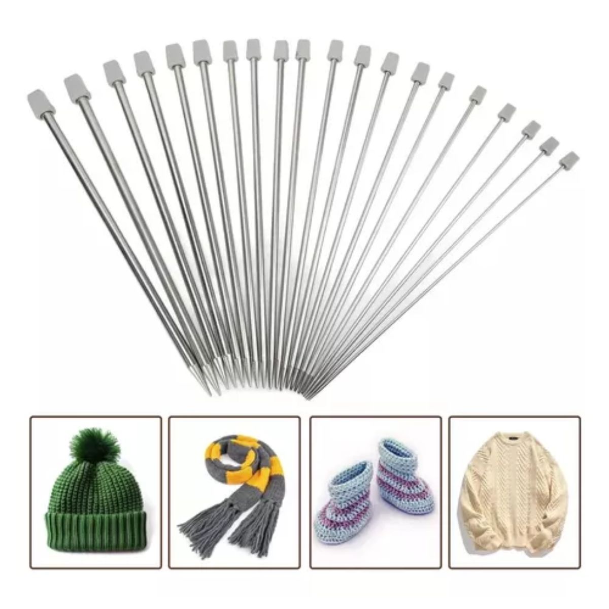 GENERICO - Agujas Punta Para Tejer Largas De 35 Cm Juego 12 Pares