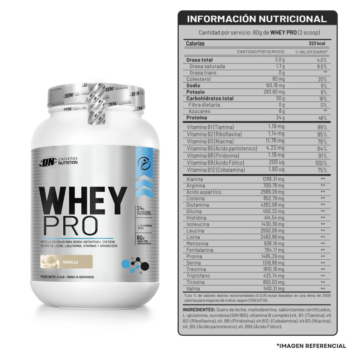 UNIVERSE NUTRITION - Whey Pro 1.1 kg vainilla + 100 % Creatina UN 250g