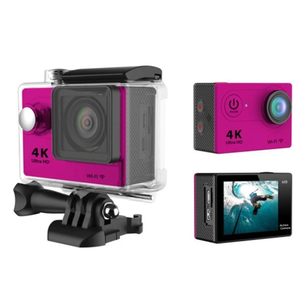 GENERICO - Camara Video Go Pro 4K Wifi de Acción Deporte Acuatico RYAN - Fucsia