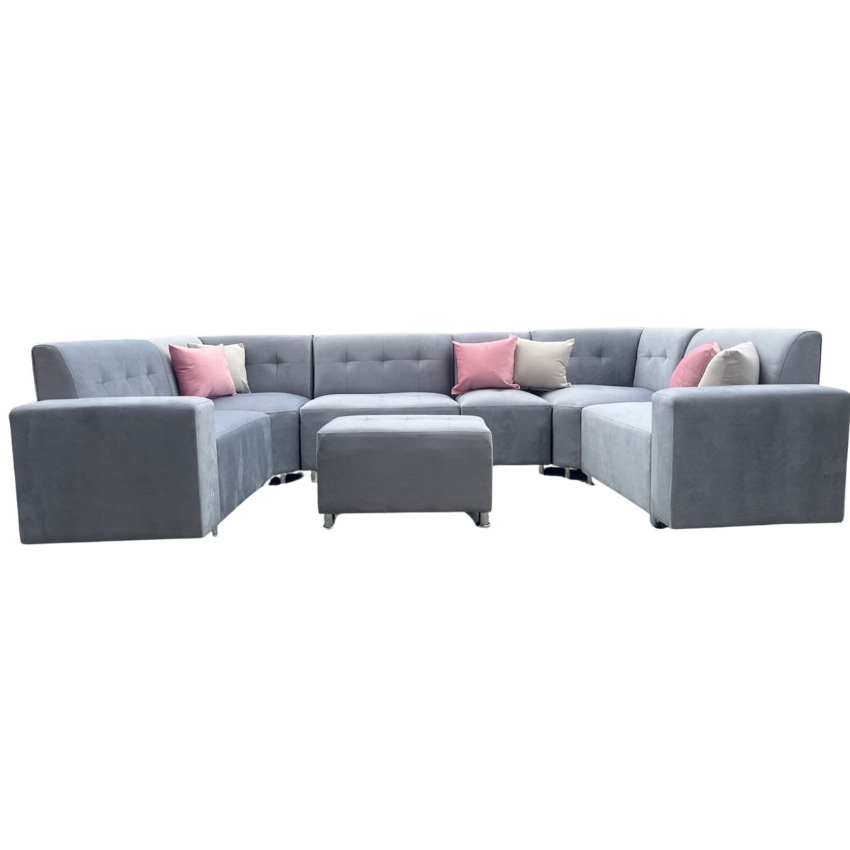 AMOBLART - SECCIONAL LEYVAPLUS / COLOR PLATA / 7 PIEZAS